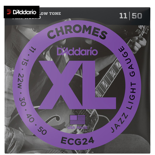 D'Addario ECG24 XL Chromes Flatwound Electric Guitar Strings 11-50 Jazz Light