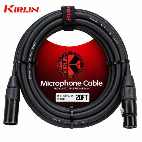 Kirlin 20FT XLR M to XLR M 20AWG Microphone Cable Black MPC-270 PB-20/BK