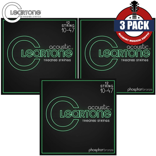 3-PACK Cleartone 7410-12 Phosphor Bronze 12-String Acoustic Guitar Strings 10-47