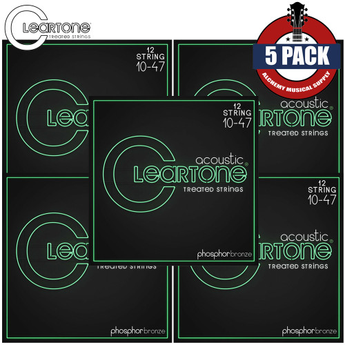 5-PACK Cleartone 7410-12 Phosphor Bronze 12-String Acoustic Guitar Strings 10-47