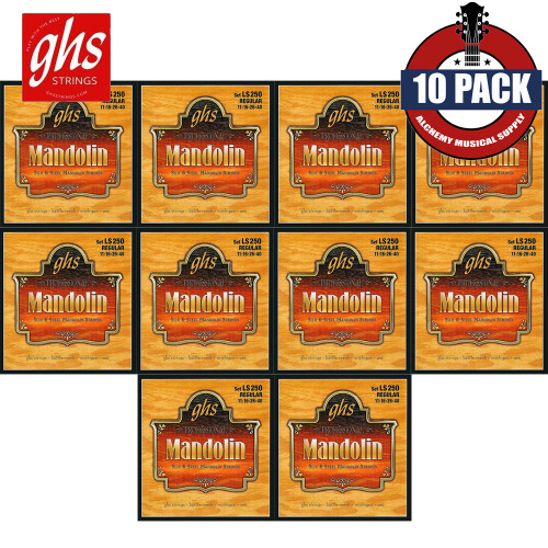 10-PACK GHS LS250 Silk & Steel Mandolin Strings Regular 11-40 Loop End 10-PACK GHS LS250 Silk & Steel Mandolin Strings Regular 11-40 Loop End