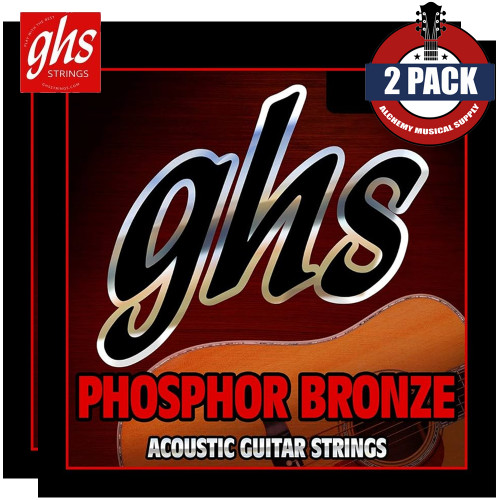 2-PACK GHS S335 Phosphor Bronze Light Gauge Acoustic Guitar Strings 13-56