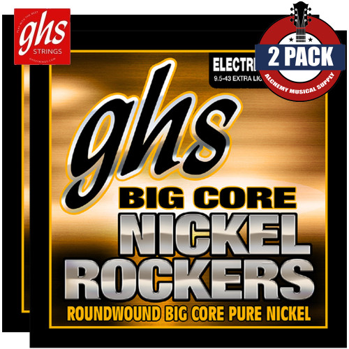 2-PACK GHS BCXL Big Core Nickel Rockers Extra Light Electric Guitar Strings 9.5-42