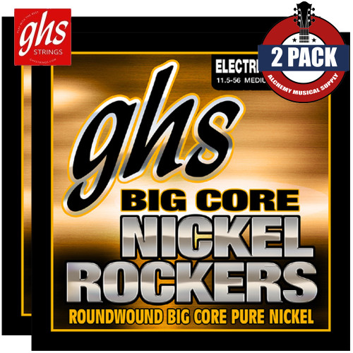 2-PACK GHS BCM Big Core Nickel Rockers Medium Electric Guitar Strings 11.5-56