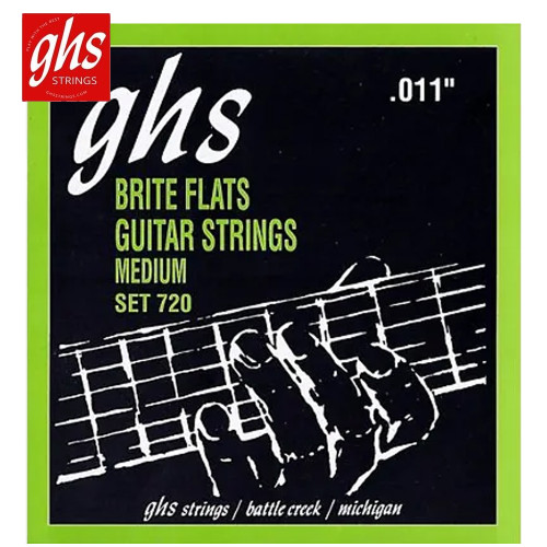 GHS 720 Brite Flats Micro-Ground Roundwound Nickel Electric Guitar Strings 11-50
