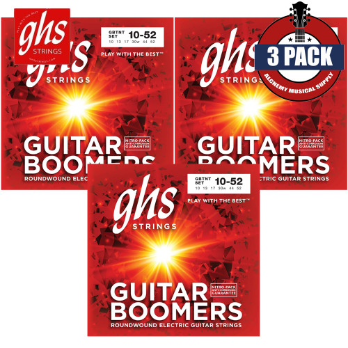 3-PACK GHS Electric Boomers GBTNT Thin/Thick Nickel-Plated Steel Guitar Strings 10-52