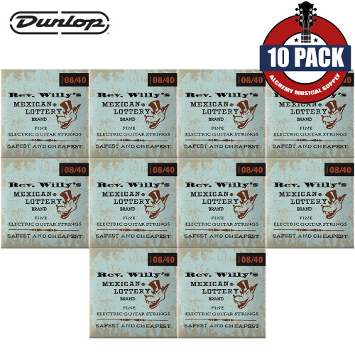 10-PACK Dunlop RWN0840 Rev Willy's Lottery Brand Electric Guitar Strings 8-40 Fine