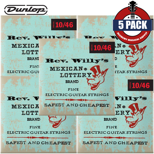 5-PACK Dunlop RWN1046 Rev Willy's Lottery Brand Electric Guitar Strings 10-46 Medium