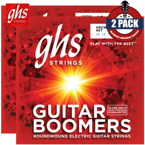 2-PACK GHS Boomers GBZW Nickel Plated Steel Electric Guitar Strings 10-60