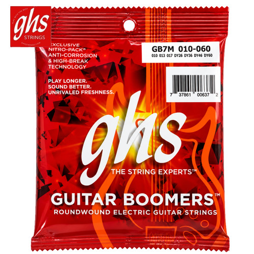GHS GB7M Boomers Nickel Roundwound 7-String Electric Guitar Strings Medium 10-60