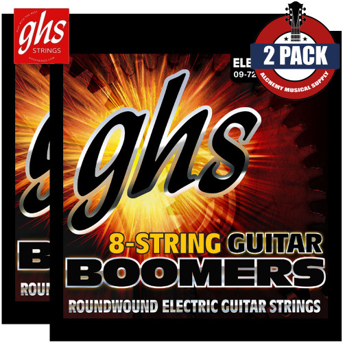 2-PACK GHS GBXL-8 Boomers 8-String Nickel Electric Guitar Strings 9-72