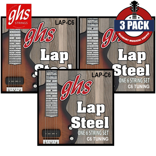 3-PACK GHS LAP-C6 Lap Steel Electric Guitar Strings with C Tuning