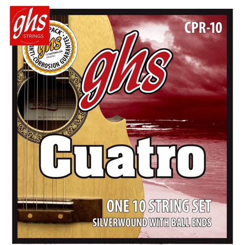 GHS Strings CPR-10 Silver Wound Cuatro Puerto Rico String Set - Ball End