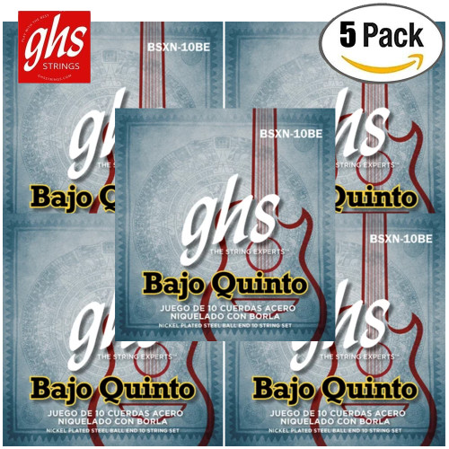 5-PACK GHS BSXN-10BE Juego De 10 Cuerdas Acero Niquelado Por Bajo Quinto Ball End