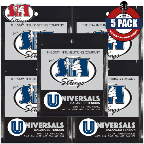 5-PACK SIT SU107 7-String Universal Balanced Tension Nickel Electric Guitar Strings