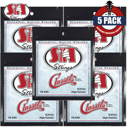 5-PACK SIT SCH102 Classits Clear Nylon High Tension Classical Guitar Strings