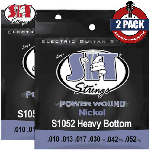 2-PACK SIT S1052 Power Wound Nickel Heavy Bottom Electric Guitar Strings 10-52