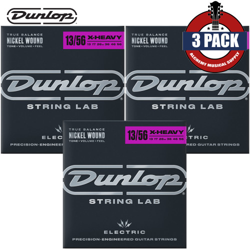 3-PACK Dunlop DEN1356 Electric Guitar Strings Nickel Plated Steel Wound 13-56