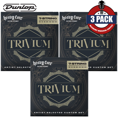 3-PACK Dunlop TVMN1063-7 Heavy Core Trivium 7-String Electric Guitar Strings 10-63