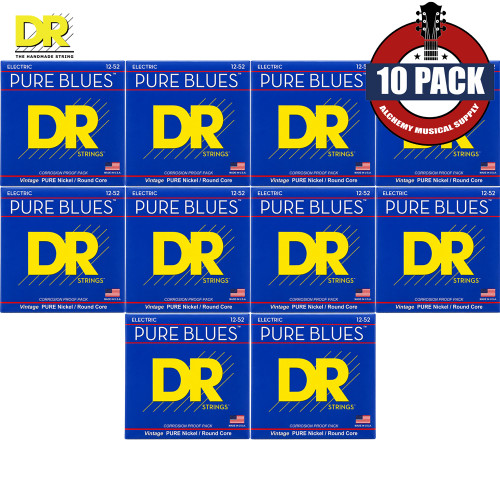 10-PACK DR PHR-12 Pure Blues Pure Nickel Electric Guitar Strings 12-52 Extra Heavy