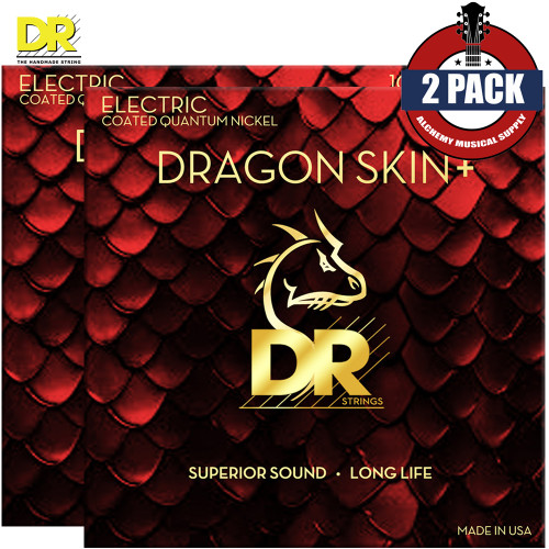 2-PACK DR DEQ-10 Dragon Skin+ Quantum Nickel Coated Electric Guitar Strings 10-46