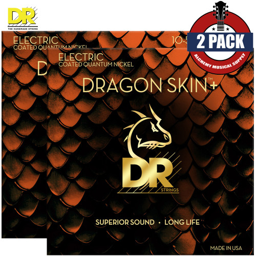 2-PACK DR DEQ-10/52 Dragon Skin+ Quantum Nickel Coated Electric Guitar Strings 10-52
