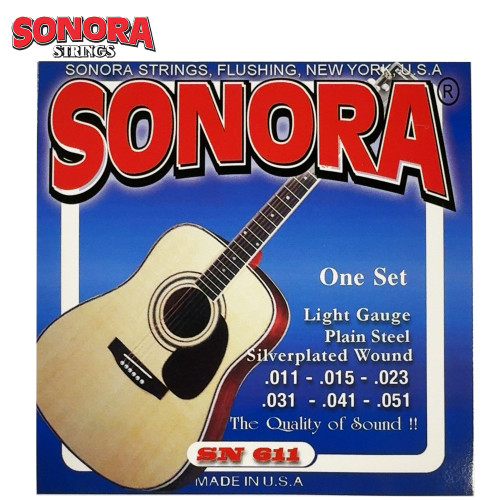 Sonora SN611 Silver Plated Steel Light Acoustic Guitar Strings 11-51