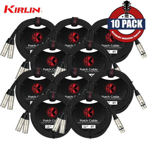 10-PACK Kirlin 6FT Splitter Y-Cable 3-Pin XLR Female to Dual XLR Male 24AWG Y-303-06