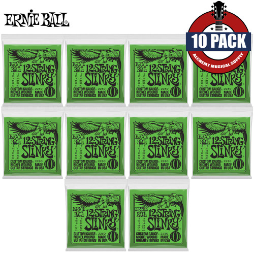 10-PACK Ernie Ball 2230 Reg Slinky Nickel 12-String Electric Guitar Strings 8-40