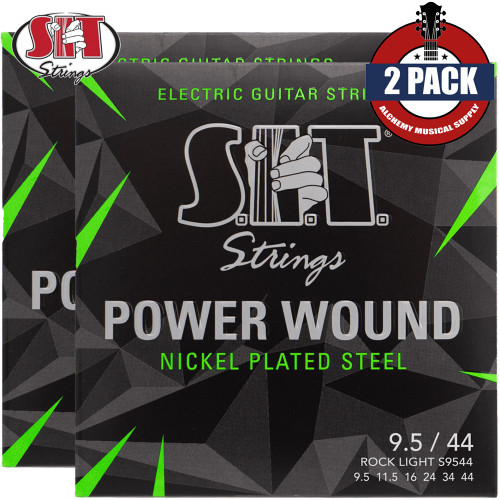 2-PACK SIT S9.544 Power Wound Nickel Rock Light Electric Guitar Strings 9.5-44