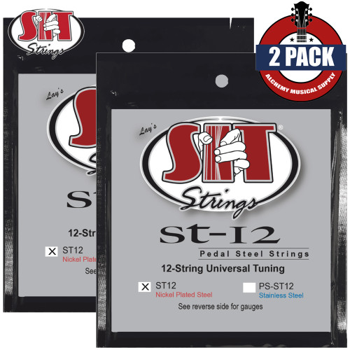 2-PACK SIT ST12 12-String Universal Tuning Nickel Plated Pedal Steel Guitar Strings