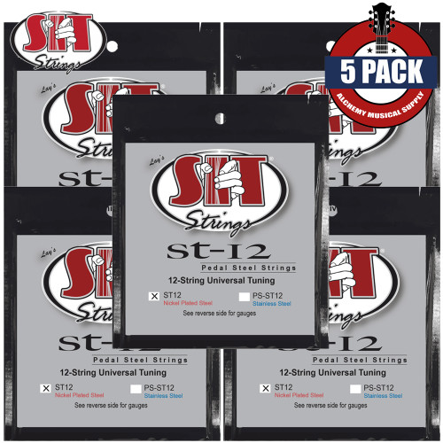 5-PACK SIT ST12 12-String Universal Tuning Nickel Plated Pedal Steel Guitar Strings