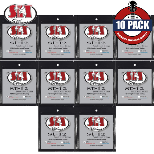 10-PACK SIT ST12 12-String Universal Tuning Nickel Plated Pedal Steel Guitar Strings