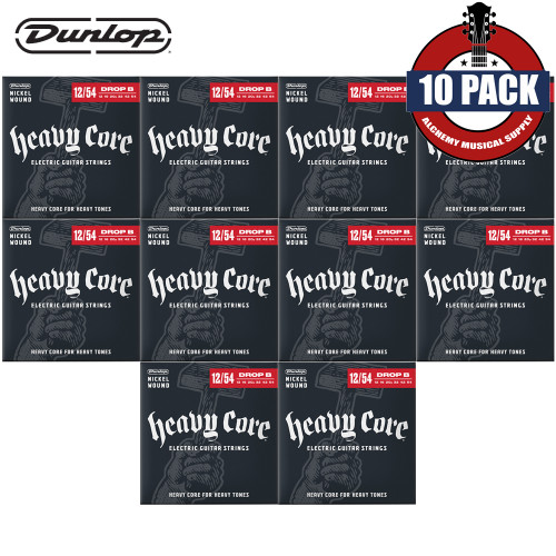 10-PACK Dunlop DHCN1254 Heavy Core NPS Electric Guitar Strings 12-54