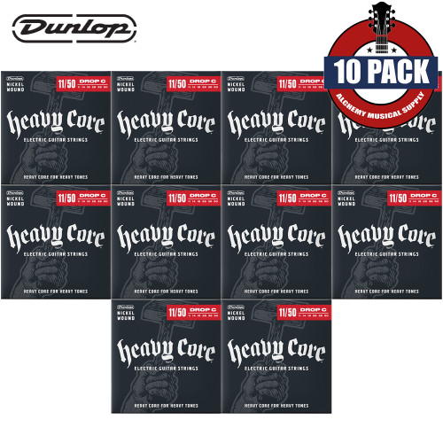 10-PACK Dunlop DHCN1150 Heavy Core NPS Electric Guitar Strings 11-50