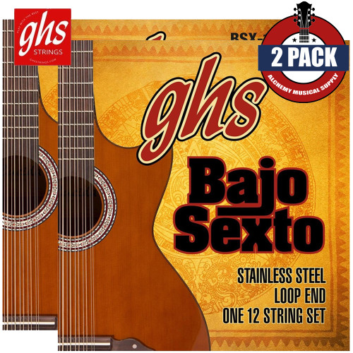 2-PACK GHS Strings BSX-12 Bajo Sexto Acoustic Guitar Stainless Steel 12-String Set