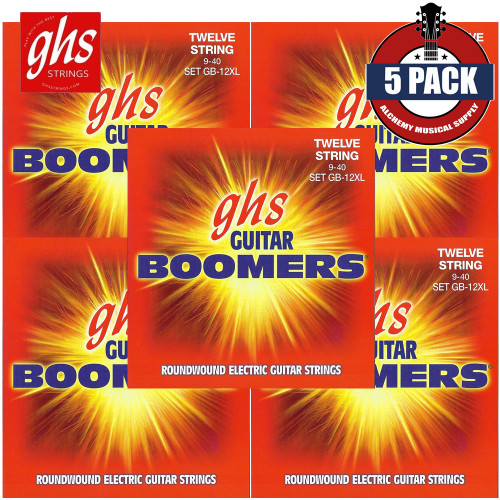 5-PACK GHS Strings GB-12XL Nickel-Plated 12-String Electric Guitar Strings 9-40