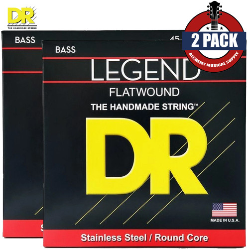 2-PACK DR FL-45 LEGEND Stainless Steel Flatwound Electric Bass Strings 45-105