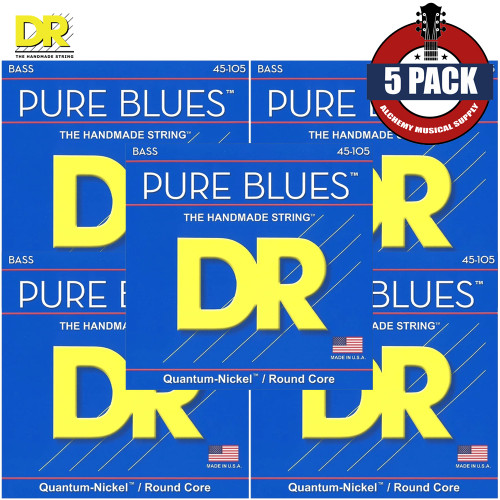 5-PACK DR PB-45 Pure Blues Quantum Nickel Electric Bass Guitar Strings 45-105