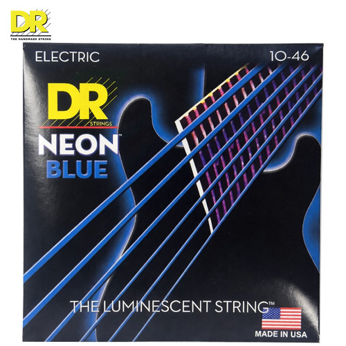 DR NBE-10 Hi-Def Neon Blue K3 Coated Electric Guitar Strings 10-46