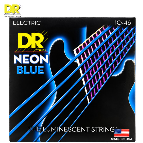DR NBE-10 Hi-Def Neon Blue K3 Coated Electric Guitar Strings 10-46