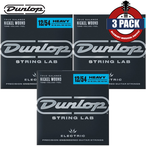 3-PACK Dunlop DEN1254 Performance+ Nickel Wound Heavy Electric Guitar Strings 12-54