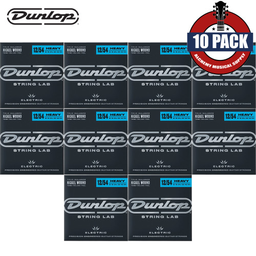 10-PACK Dunlop DEN1254 Performance+ Nickel Wound Heavy Electric Guitar Strings 12-54