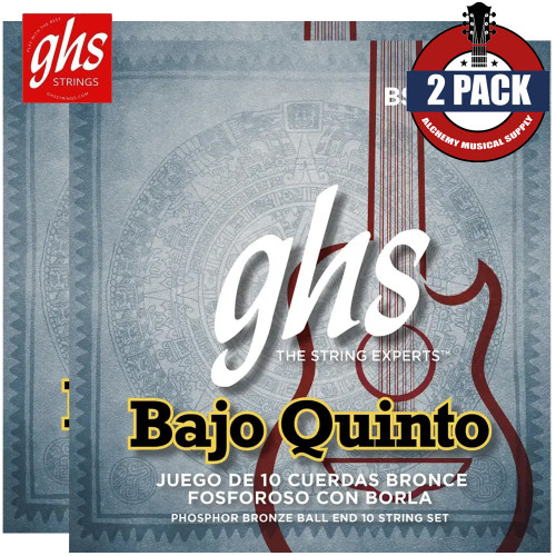 2-PACK GHS BSXB-10BE Juego De 10 Cuerdas Bronce Fosforoso Por Bajo Quinto Ball End