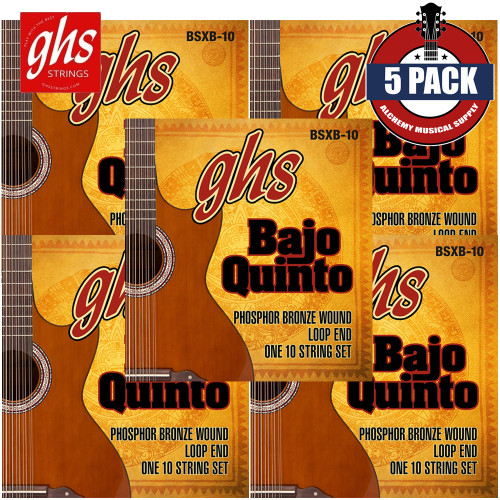 5-PACK GHS BSXB-10 Phosphor Bronze 10-String Bajo Quinto Acoustic Guitar Strings