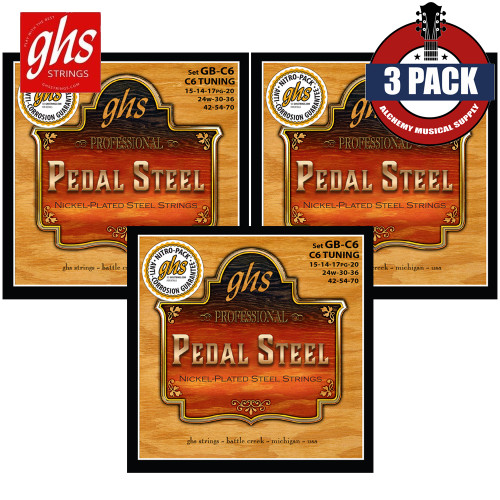 3-PACK GHS Professional Nickel Plated Pedal Steel Guitar Strings C6 Tuning GB-C6