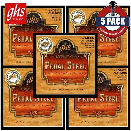 5-PACK GHS Professional Nickel Plated Pedal Steel Guitar Strings C6 Tuning GB-C6