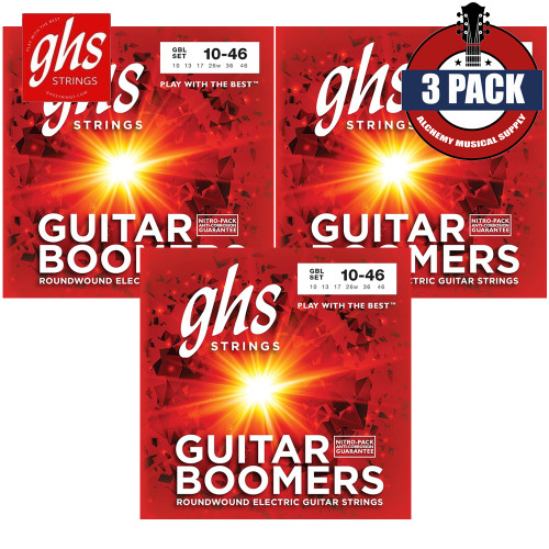 3-PACK GHS GBL Boomers Nickel-Plated Steel Light Electric Guitar Strings 10-46