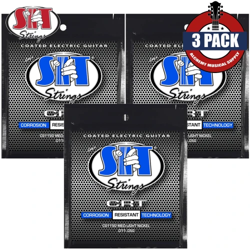 3-PACK SIT CS1150 CRT Coated Nickel Plated Medium Light Electric Guitar Strings 11-50