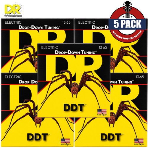5-PACK DR DDT-13 Drop-Down Tuning Nickel Plated Electric Guitar Strings 13-65